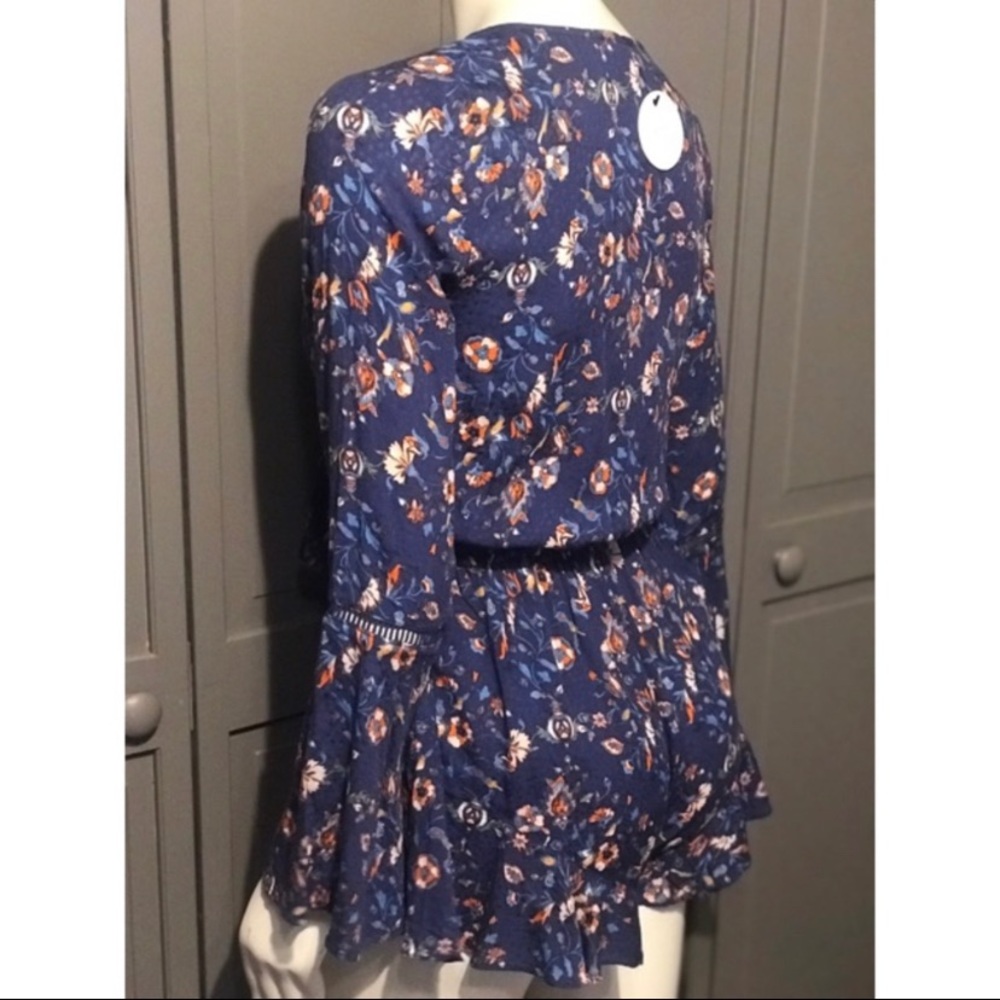 En Creme Boho Long Sleeve Purple Floral Romper - Picture 2 of 2